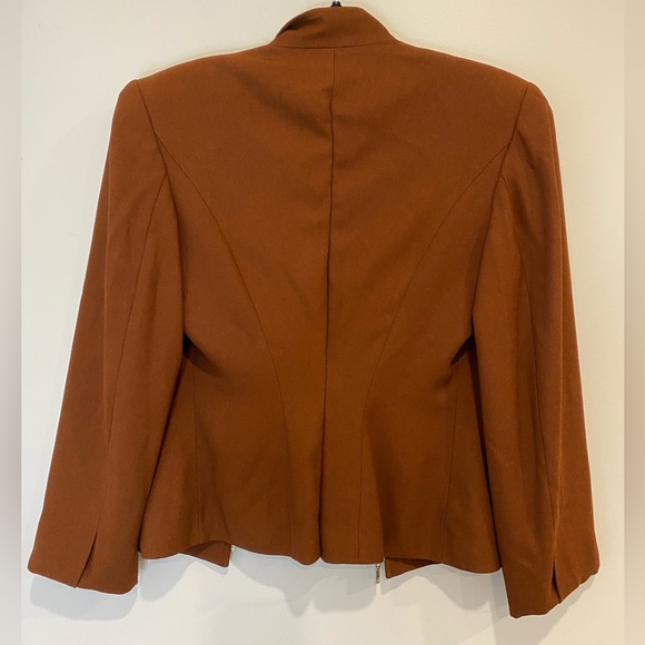 VTG Brown Fitted Zip-Up Blazer Jacket - Picture 5 of 6